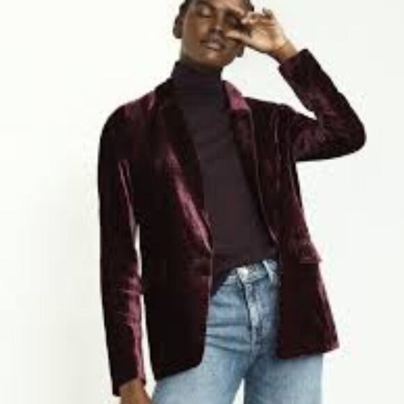 Banana Republic Sour Cherry Velvet Blazer Hayden Pull On Pants Size 2/M - Picture 7 of 15